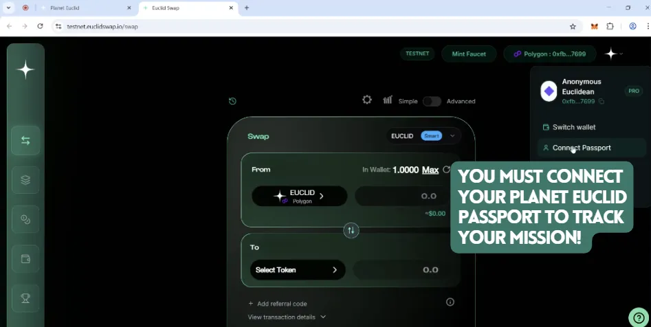 Connect Passport to EuclidSwap